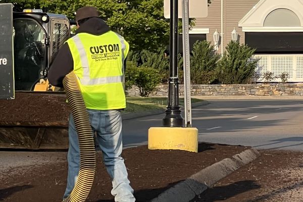 Mulch blowing in Clinton CT