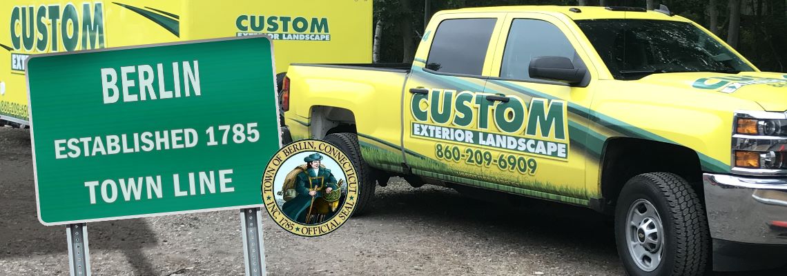 Custom Exterior Landscape Truck and Trailer with the welcome to Berlin sign and the Berlin CT seal